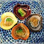 Heart shaped "little dishes" made with all natural materials and finished off with recycled glass.